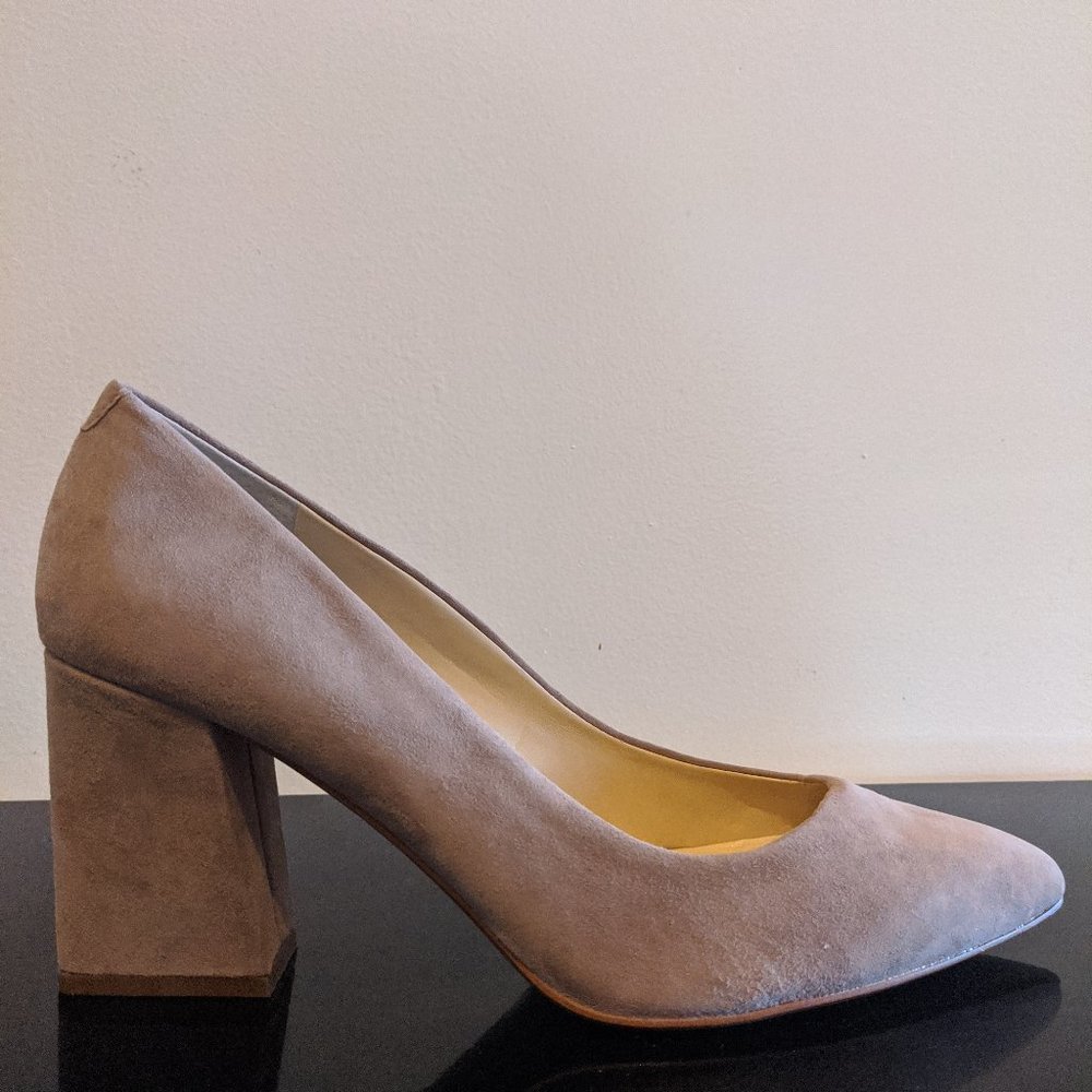NWT Pointy toe Block Heel Pump - Sole Society CAPRA Shell (Beige) Women's Sz 10